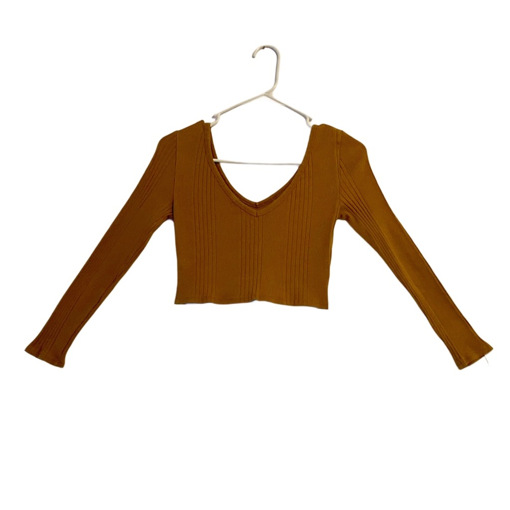 Women's Ribbed V-Neck Crop Top Size Small